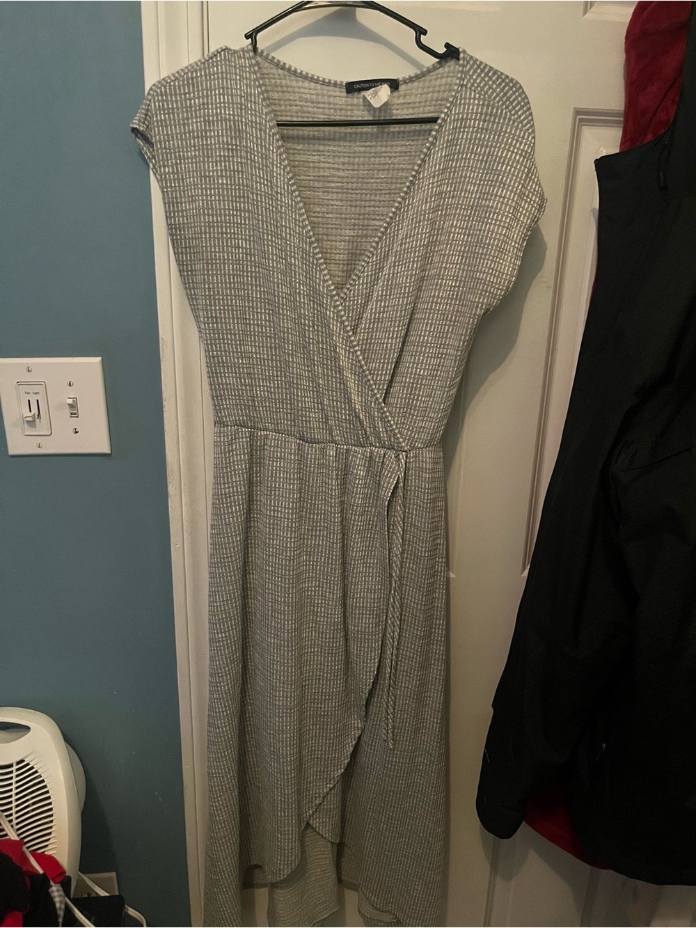 Caution To The Wind Gray Wrap High-Low Dress